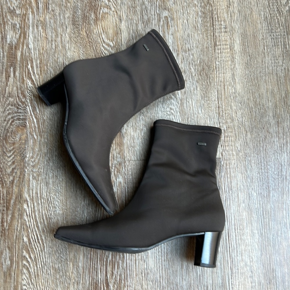 Hogl Y2K Square Toe Brown Gore-Tex Waterproof Sock Ankle Boots Booties 5.5